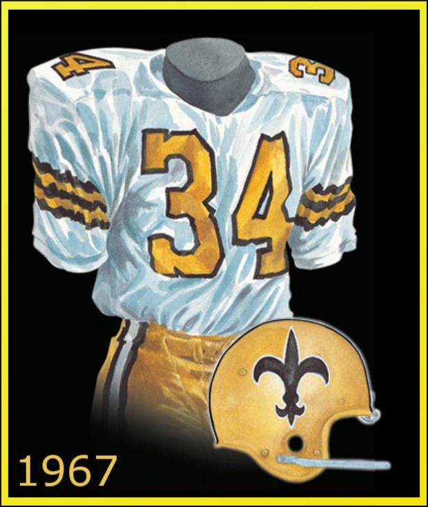 Watercolor Picture of 1967 New Orleans Saints niform