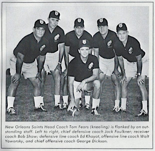 Saints Head Coach Tom Fears with his coaching staff in 1967
